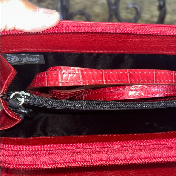 Brighton Red Embossed Clutch with Silver Accent - Picture 7 of 12